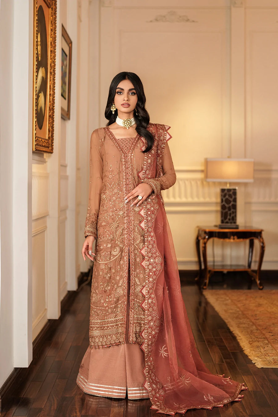FARASHA Lueur Unstitched Embroidered Luxury Chiffon Suit 05-ELORA