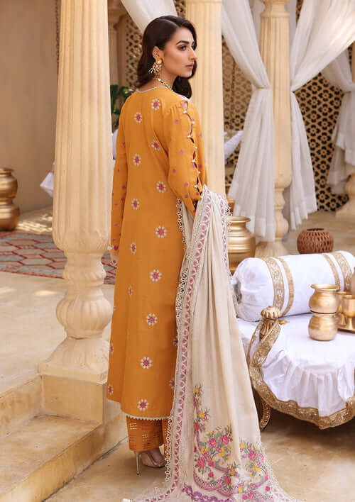ELAF Premium Luxury Winter Unstitched Khaddar 3Pc Suit ELW-03- SUNSTONE