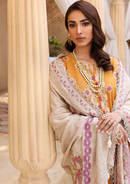 ELAF Premium Luxury Winter Unstitched Khaddar 3Pc Suit ELW-03- SUNSTONE