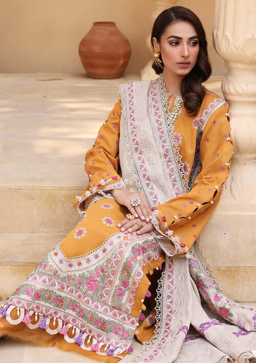 ELAF Premium Luxury Winter Unstitched Khaddar 3Pc Suit ELW-03- SUNSTONE