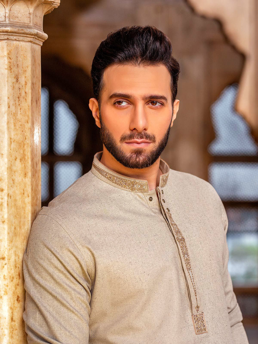 Safeer by edenrobe Embroidered Blended Fabric For Winter Opal Light Brown - FaisalFabrics.pk
