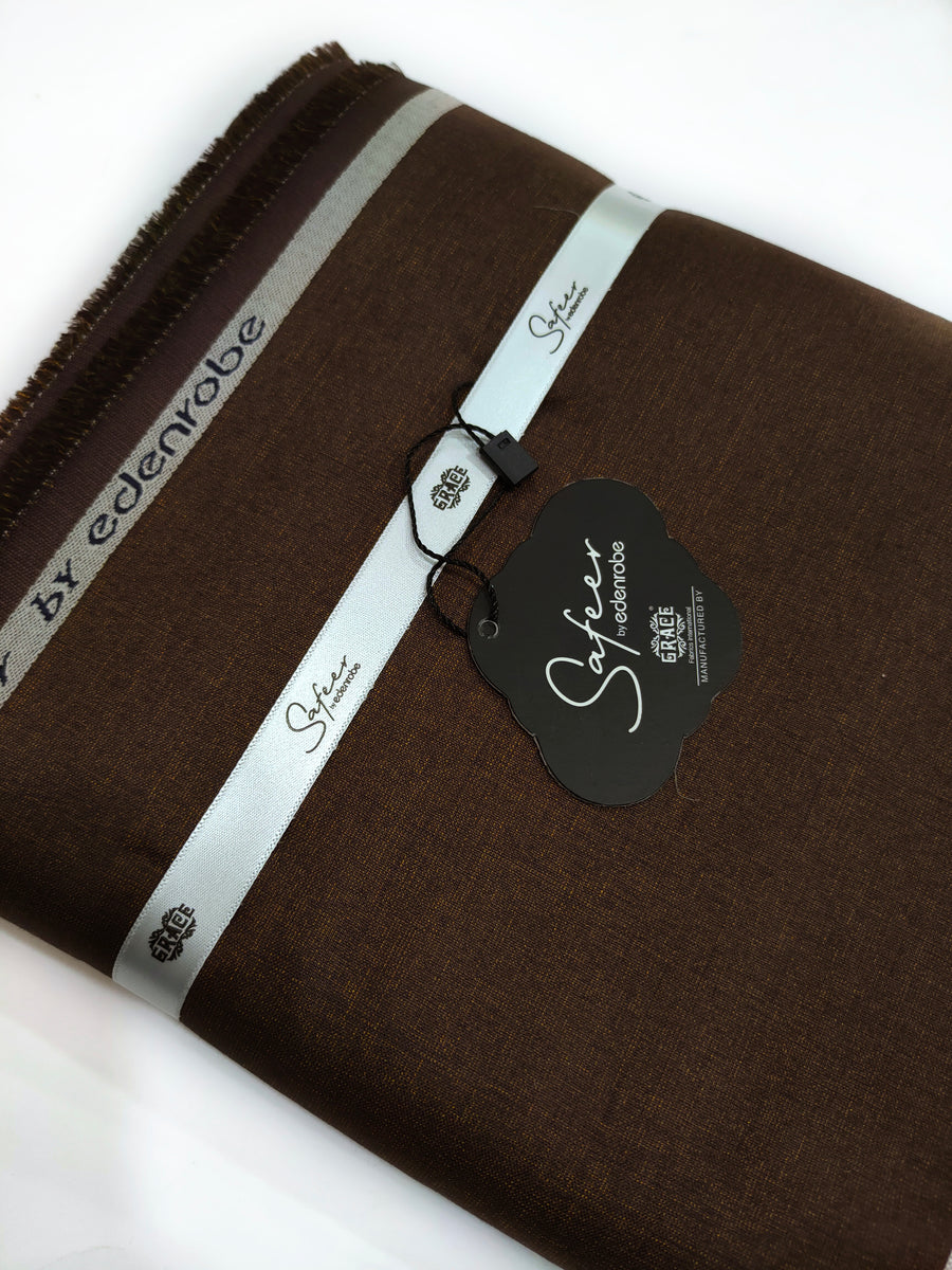Safeer by edenrobe Men’s Blended Fabric For Winter Glee Chocolate Brown - FaisalFabrics.pk