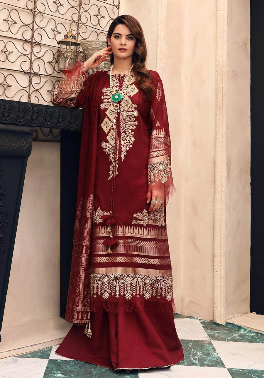 Elaf Premium Festive Chikankari Lawn 2021 Unstitched 3pc Suit EPF-08 - FaisalFabrics.pk