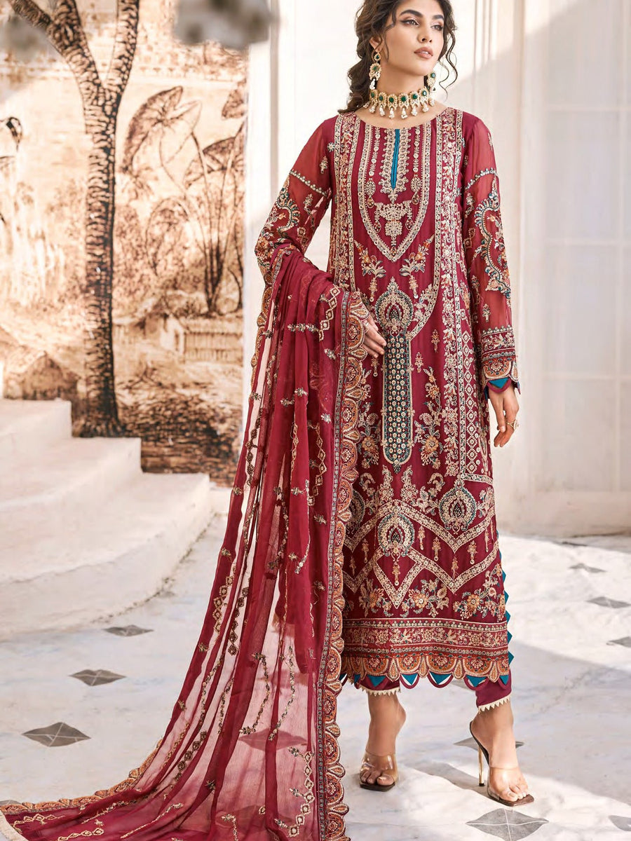 Eshaal by Emaan Adeel Embroidered Chiffon Unstitched 3Pc Suit ESH-08