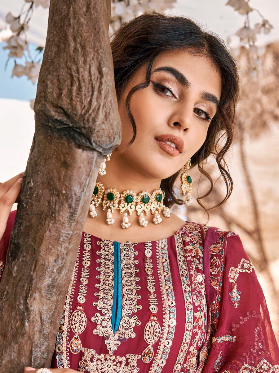 Eshaal by Emaan Adeel Embroidered Chiffon Unstitched 3Pc Suit ESH-08