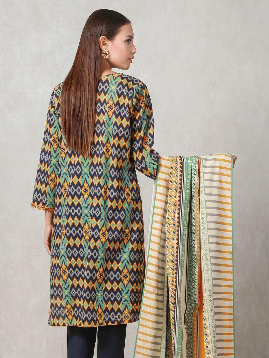 edenrobe Allure Khaddar Unstitched Printed 3pc Suit EWU20A10-20291 - FaisalFabrics.pk