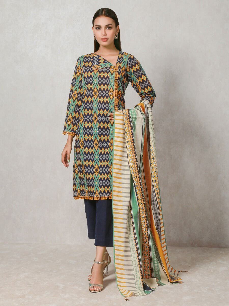 edenrobe Allure Khaddar Unstitched Printed 3pc Suit EWU20A10-20291 - FaisalFabrics.pk