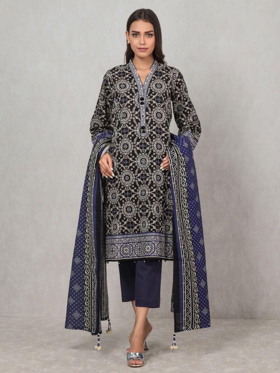 edenrobe Allure Khaddar Unstitched Print Suit EWU20A10-20318 - 2 Piece - FaisalFabrics.pk