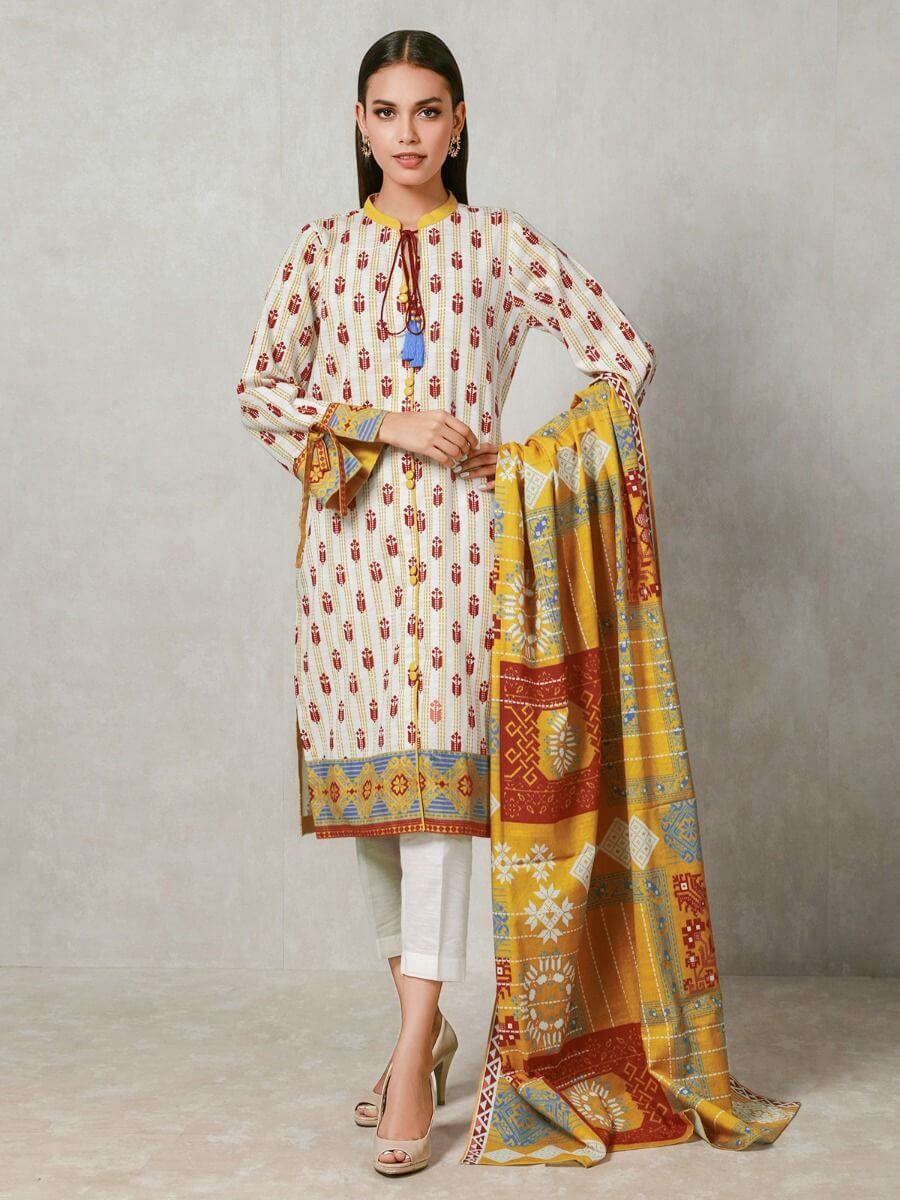 edenrobe Allure Khaddar Unstitched Printed 2pc Suit EWU20A10-20320 - FaisalFabrics.pk