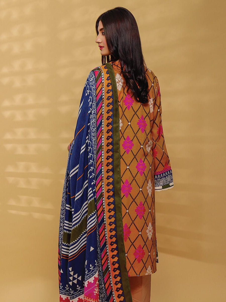 edenrobe Allure Viscose Linen Print with Shawl 3pc Suit EWU20A14-20384 - FaisalFabrics.pk