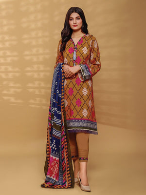 edenrobe Allure Viscose Linen Print with Shawl 3pc Suit EWU20A14-20384 - FaisalFabrics.pk