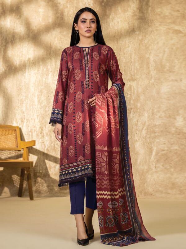 edenrobe Allure Viscose Linen Print with Shawl 3pc Suit EWU20A14-20392 - FaisalFabrics.pk