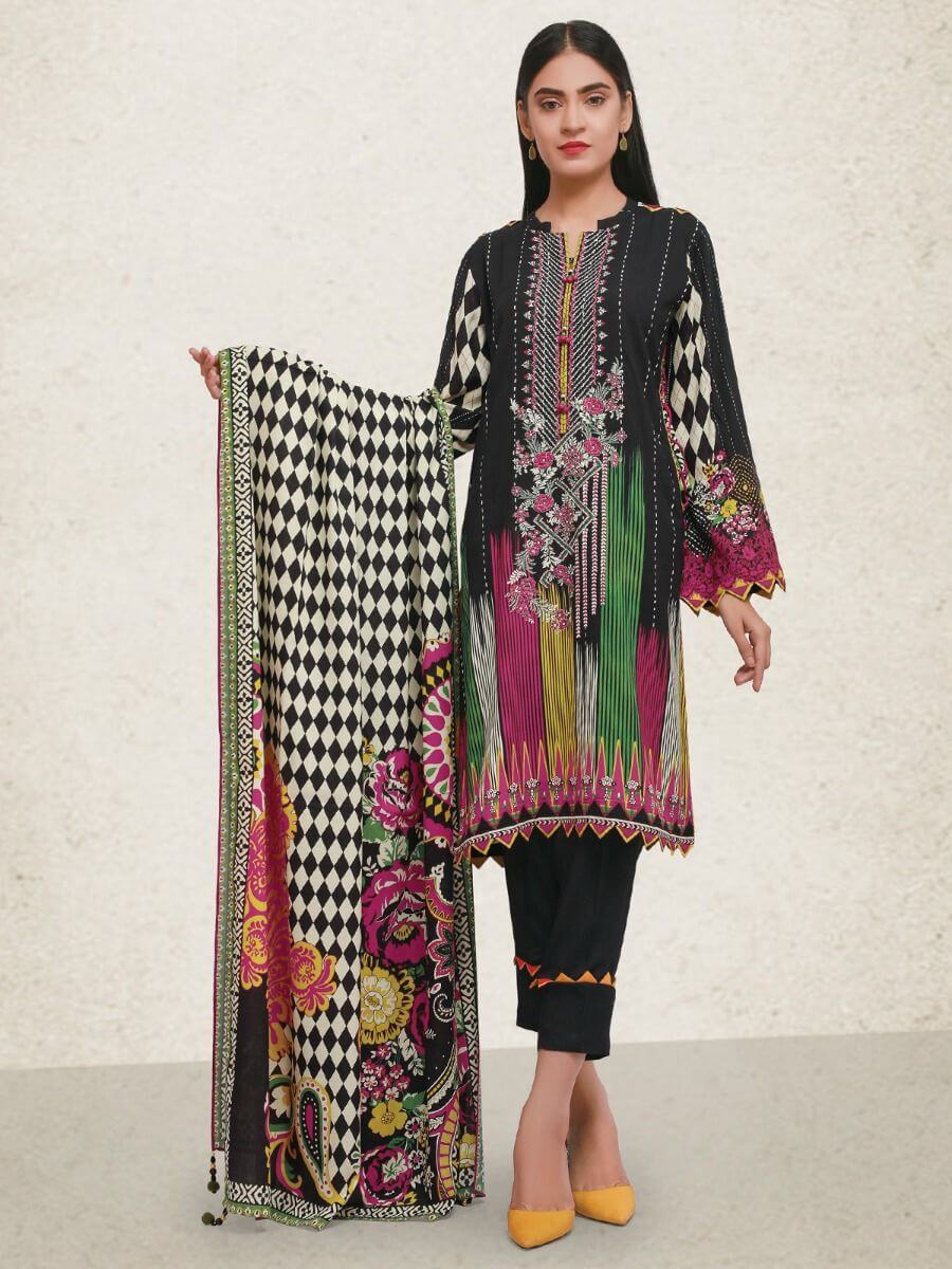 edenrobe Winter Collection Embroidered Viscose Linen 3Pc Suit 20119 - FaisalFabrics.pk
