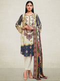 edenrobe Winter Collection Embroidered Viscose Linen 3Pc Suit 20123