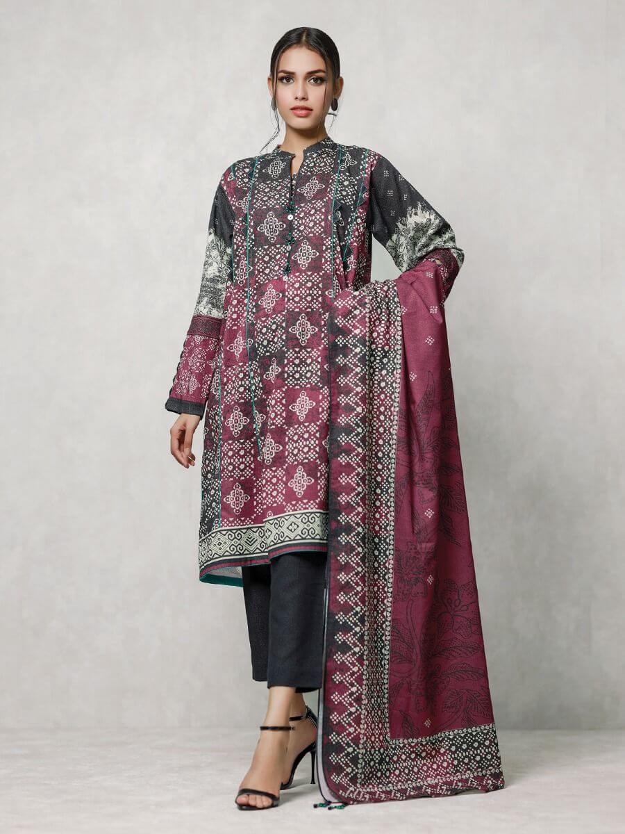 edenrobe Winter Collection Unstitched Printed 3Pc Suit EWU20W12-20169 - FaisalFabrics.pk