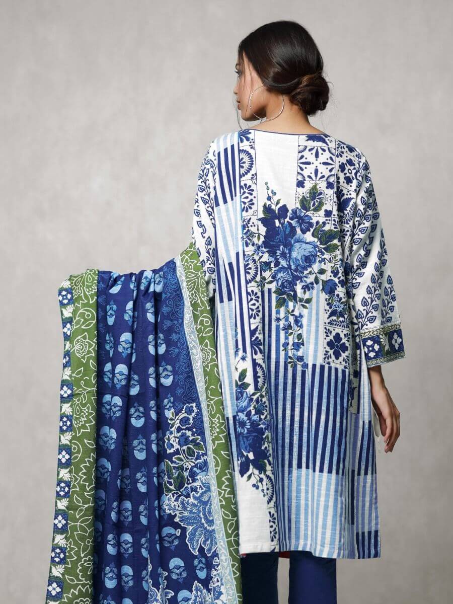 edenrobe Winter Collection Embroidered Khaddar 3pc Suit EWU20W12-20172 - FaisalFabrics.pk