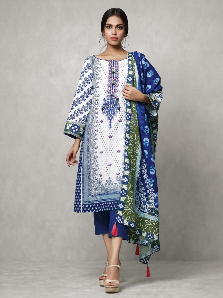 edenrobe Winter Collection Embroidered Khaddar 3pc Suit EWU20W12-20172 - FaisalFabrics.pk