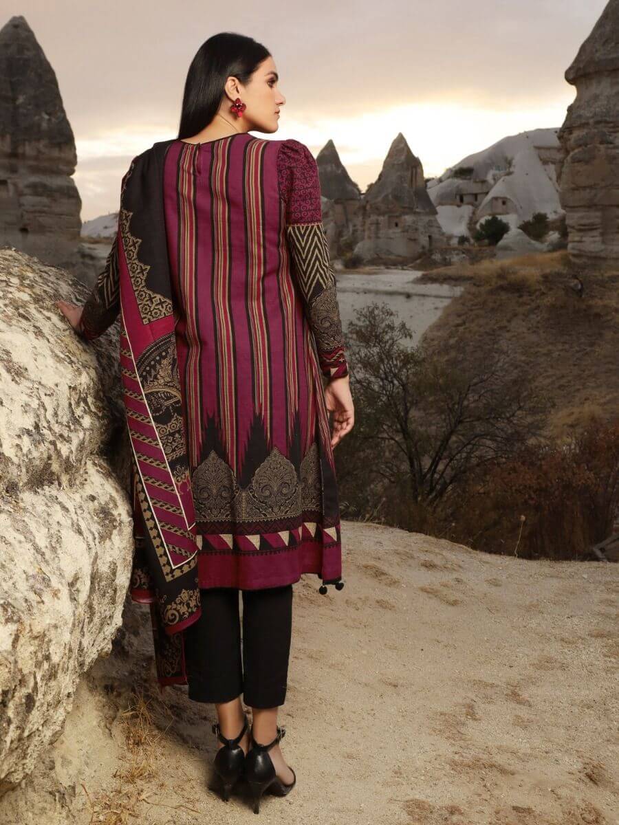 edenrobe Winter Collection Embroidered Khaddar 3pc Suit EWU20W12-20174 - FaisalFabrics.pk