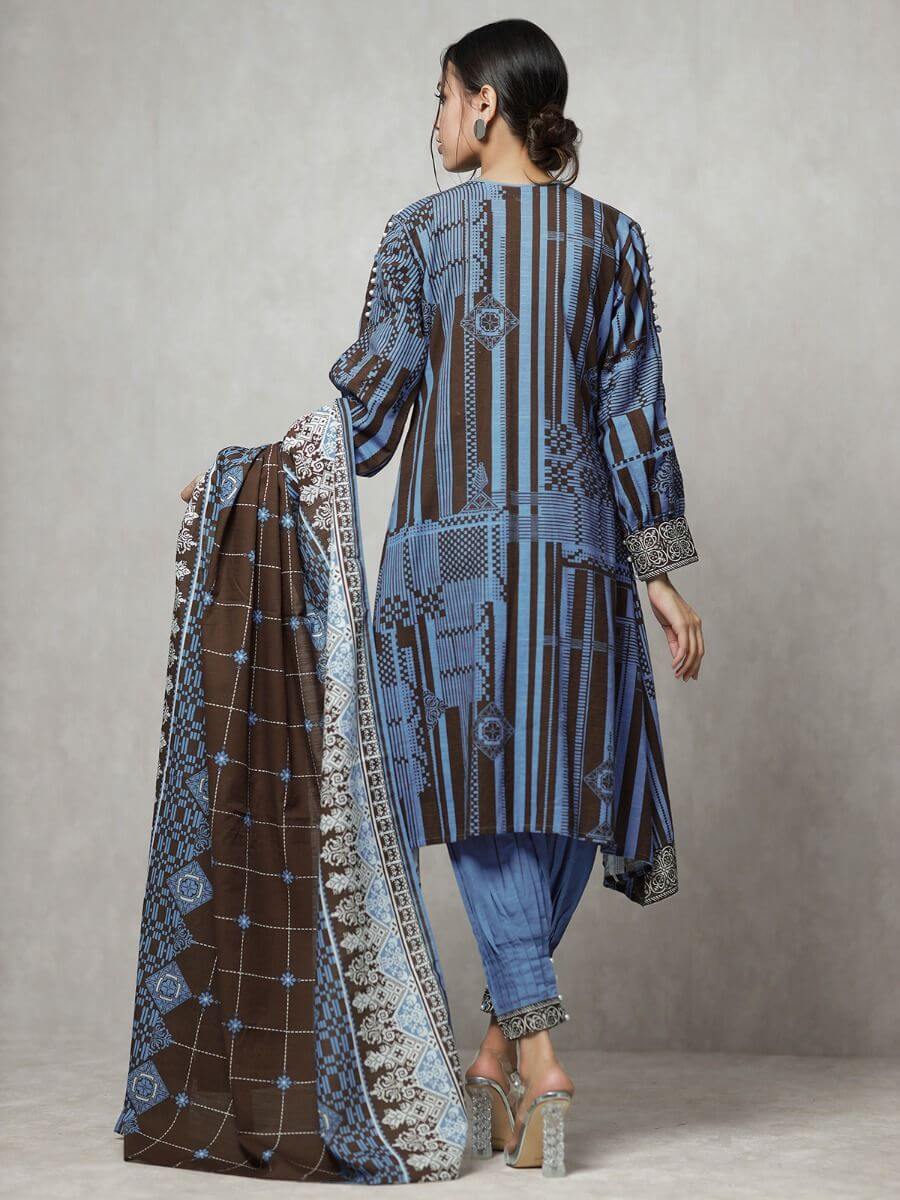 edenrobe Winter Collection Embroidered Khaddar 3pc Suit EWU20W12-20181 - FaisalFabrics.pk