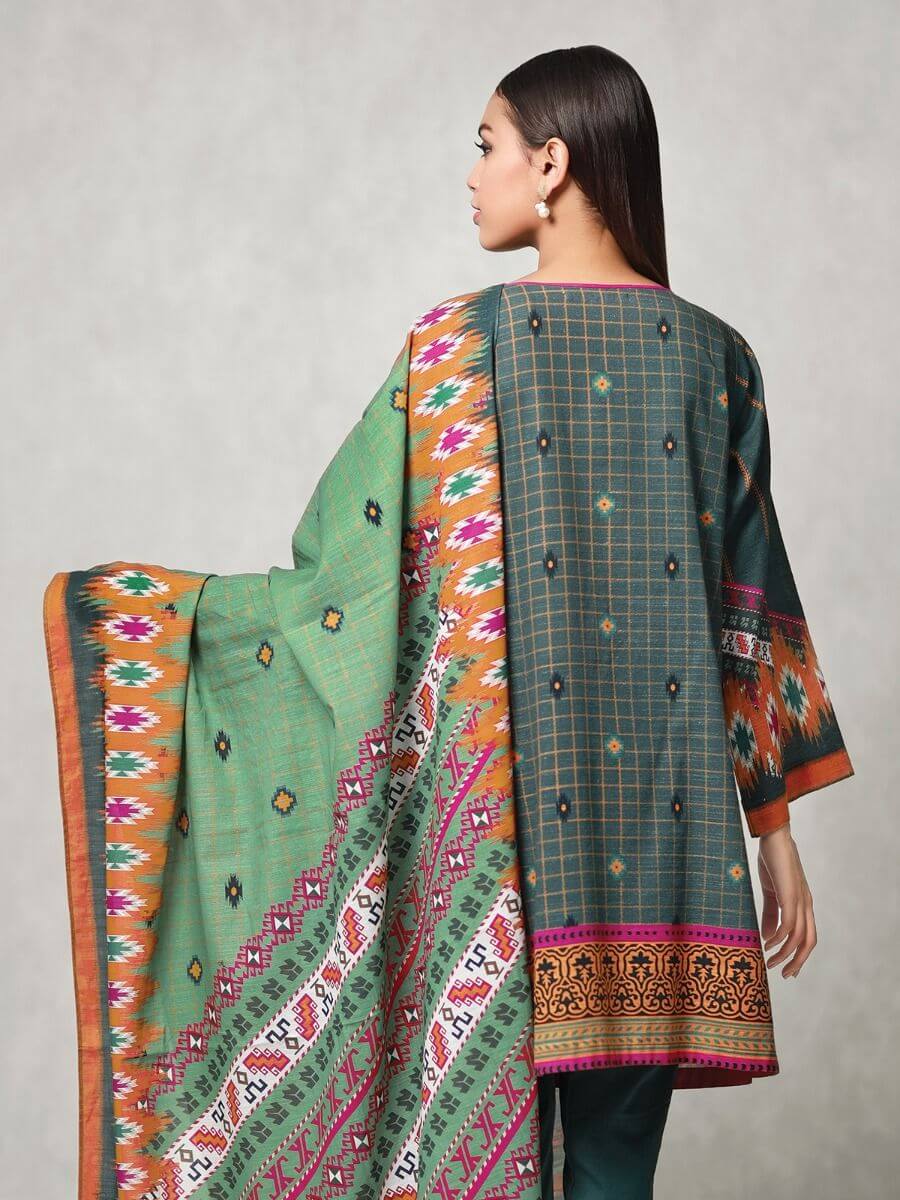 edenrobe Winter Collection Embroidered Khaddar 3pc Suit EWU20W12-20183 - FaisalFabrics.pk