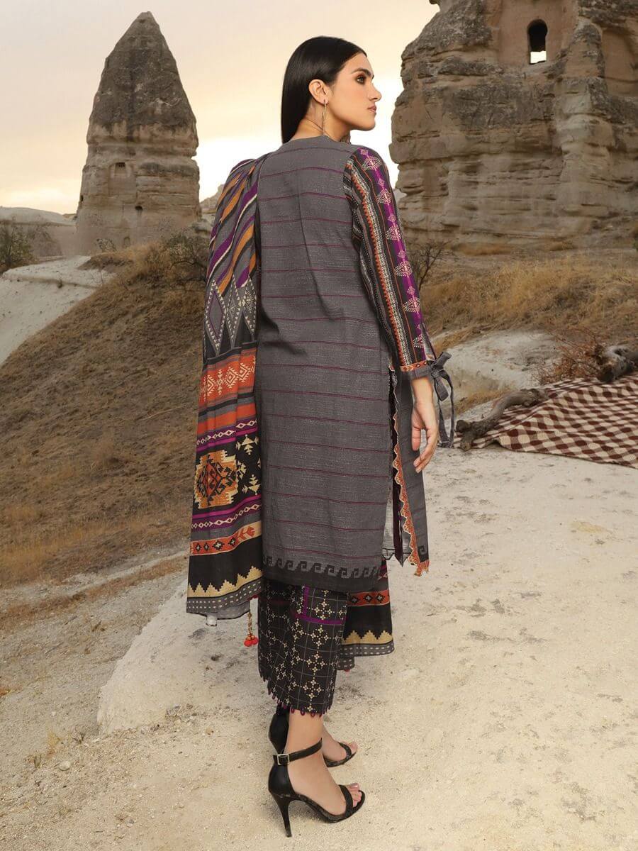 edenrobe Winter Collection Embroidered Khaddar 3pc Suit EWU20W12-20187 - FaisalFabrics.pk