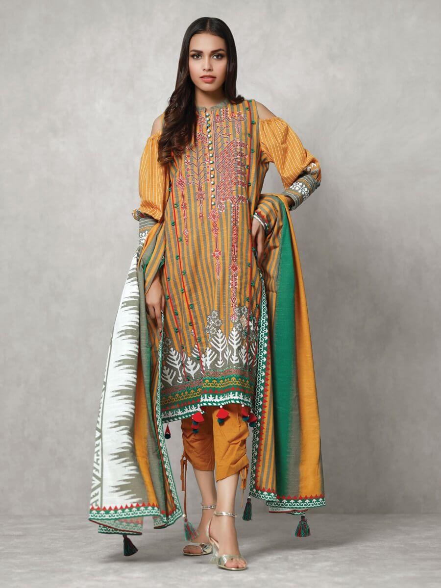 edenrobe Winter Collection Embroidered Khaddar Suit EWU20W12-20188 - 3 Piece - FaisalFabrics.pk