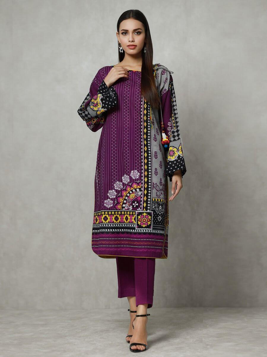 edenrobe Winter Collection Printed Khaddar Shirt EWU20W12-20197 - FaisalFabrics.pk