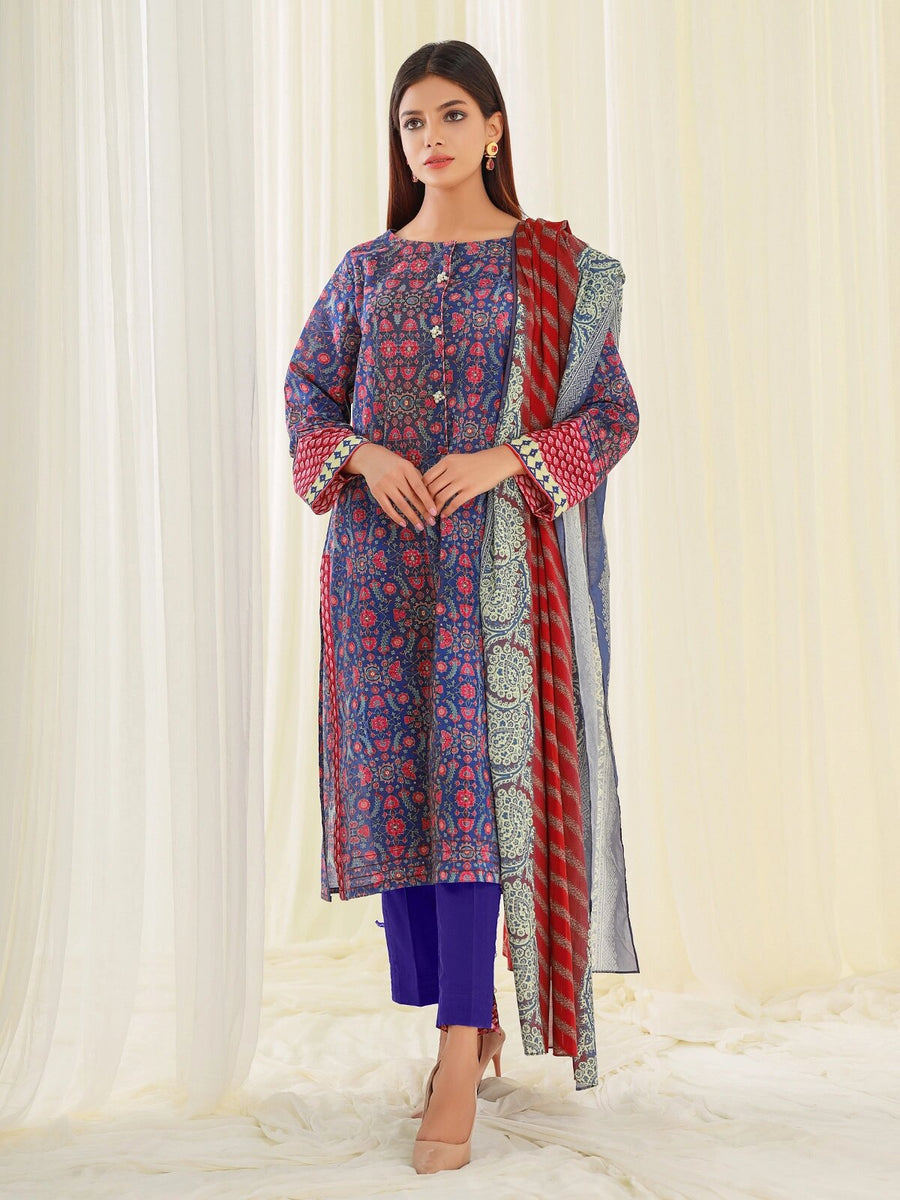 edenrobe Allure Lawn Unstitched 3 Piece Printed Suit EWU21A1-20548 - FaisalFabrics.pk
