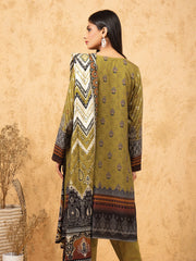 edenrobe Women Unstitched Allure Viscose EWU21A10-21377 - Mehndi - 3 Piece - FaisalFabrics.pk