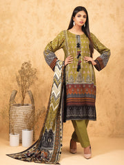 edenrobe Women Unstitched Allure Viscose EWU21A10-21377 - Mehndi - 3 Piece - FaisalFabrics.pk