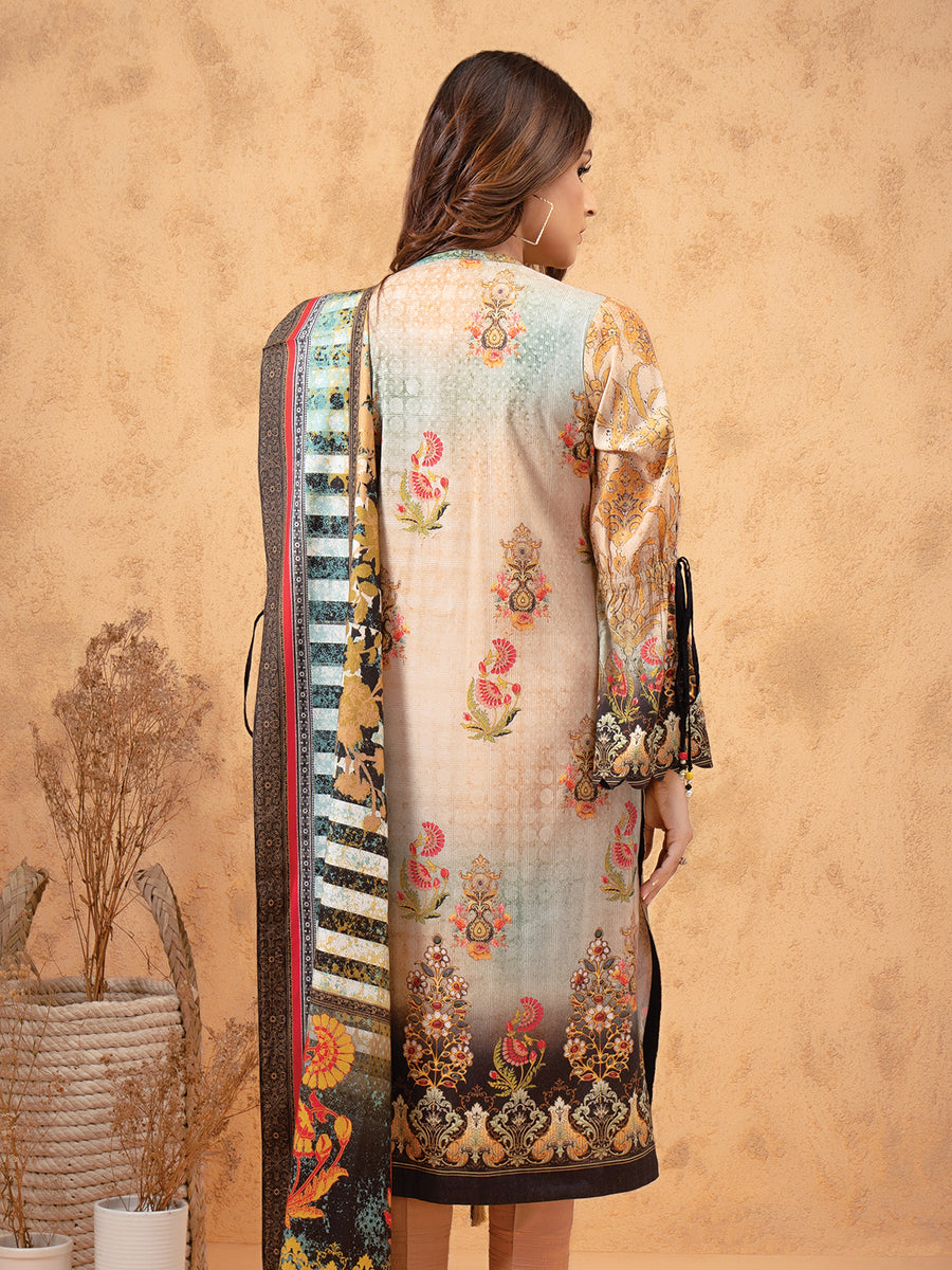 edenrobe Women Unstitched Allure Viscose EWU21A10-21387 - Beige - 3 Piece - FaisalFabrics.pk