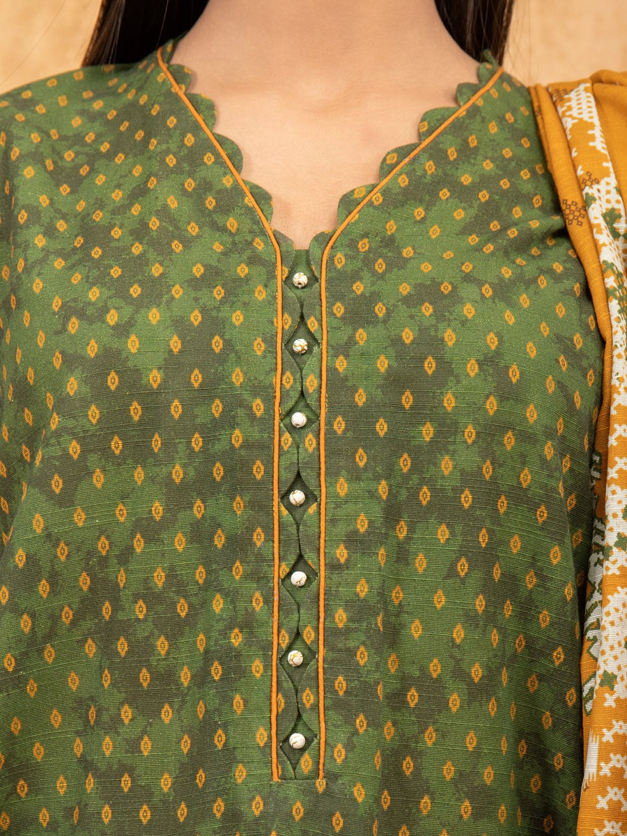 edenrobe Women Unstitched Allure Viscose EWU21A10-21388 - Green - 3 Piece - FaisalFabrics.pk