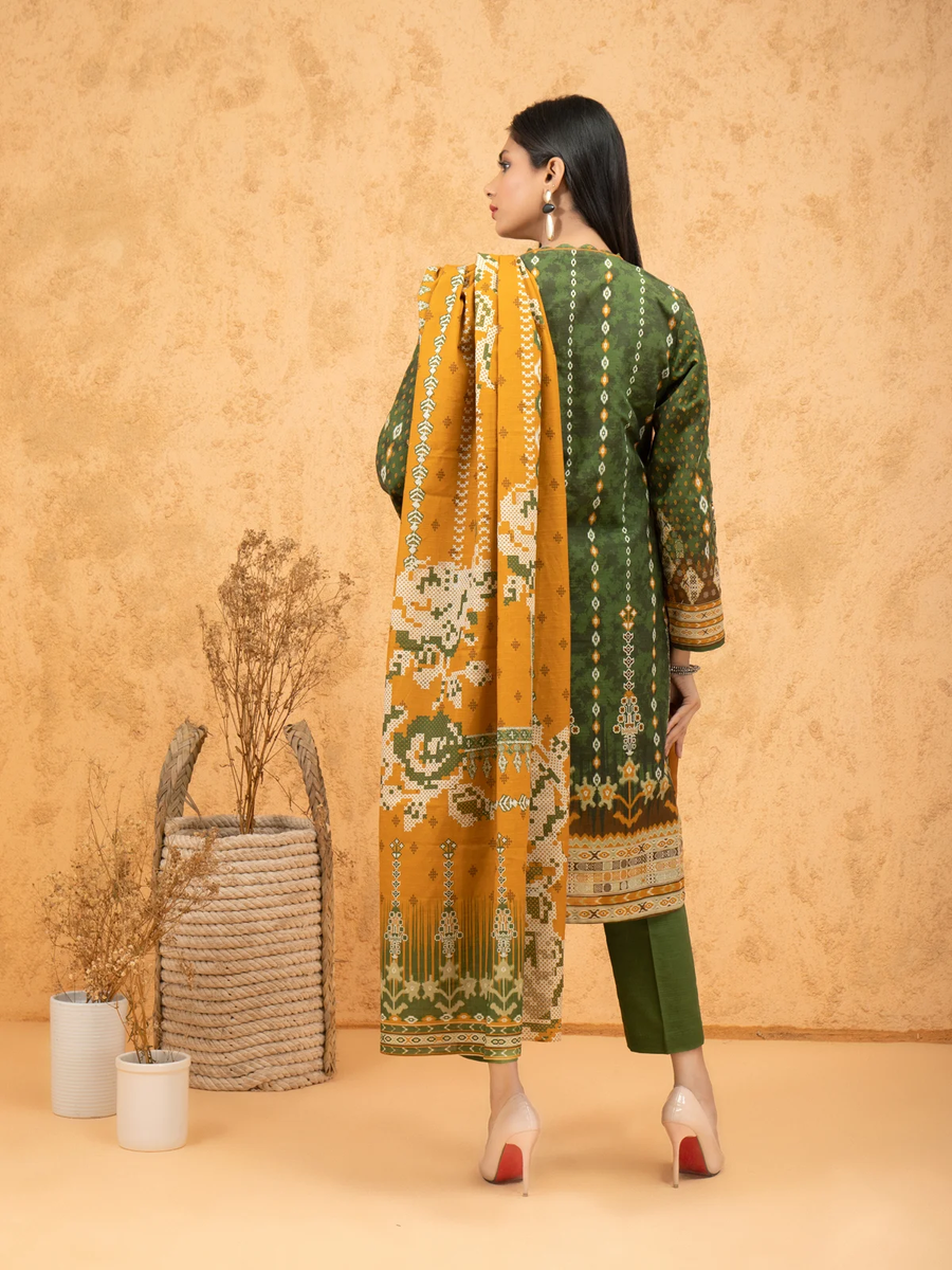 edenrobe Women Unstitched Allure Viscose EWU21A10-21388 - Green - 3 Piece - FaisalFabrics.pk