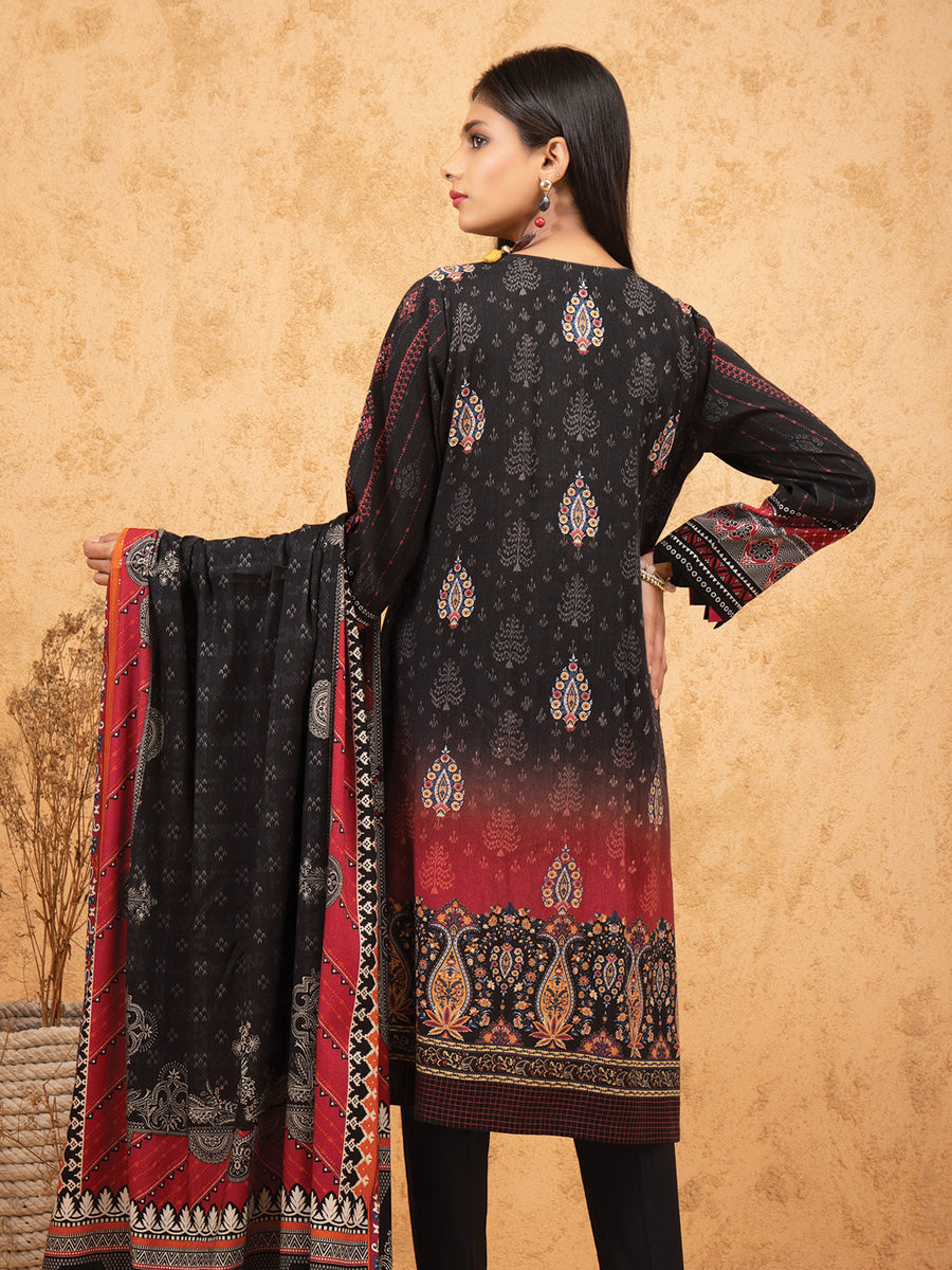 edenrobe Women Unstitched Allure Viscose EWU21A10-21390 - Black - 3 Piece - FaisalFabrics.pk