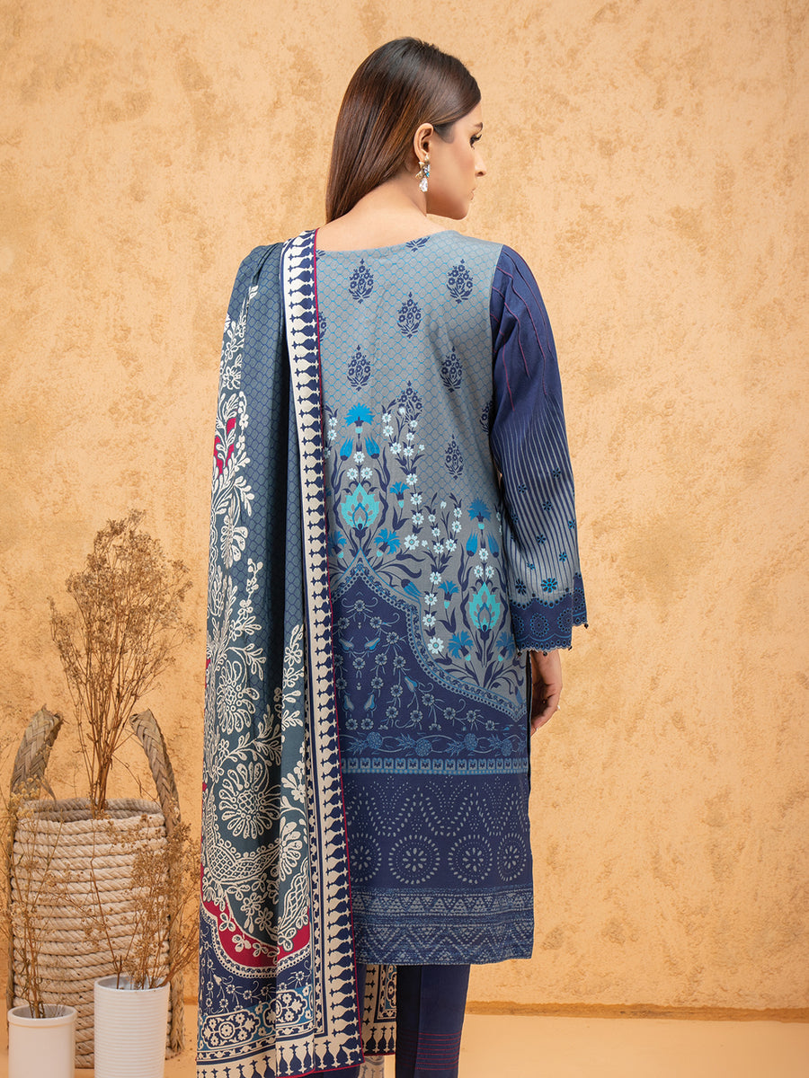 edenrobe Women Unstitched Allure Viscose EWU21A10-21391 - Blue - 3 Piece - FaisalFabrics.pk