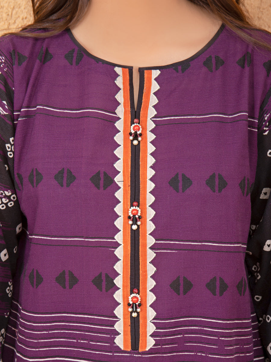 edenrobe Women Unstitched Allure Viscose EWU21A10-21393 - Purple - 3 Piece - FaisalFabrics.pk
