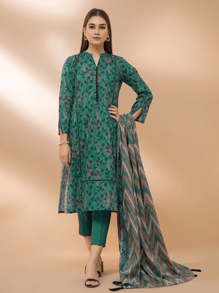 edenrobe Allure Cambric Unstitched Printed 3pc Suit EWU21A7-21201 - FaisalFabrics.pk