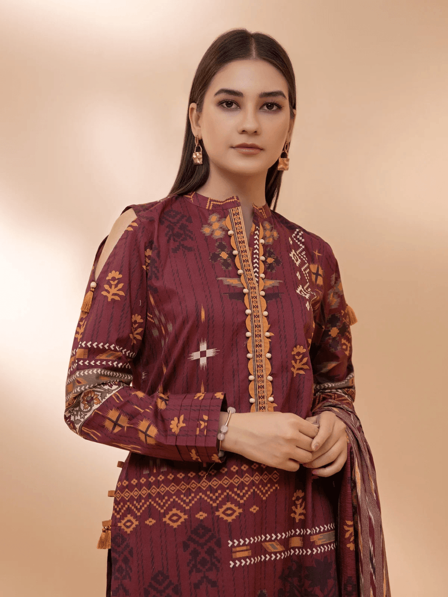 edenrobe Allure Cambric Unstitched Printed 3pc Suit EWU21A7-21202 - FaisalFabrics.pk