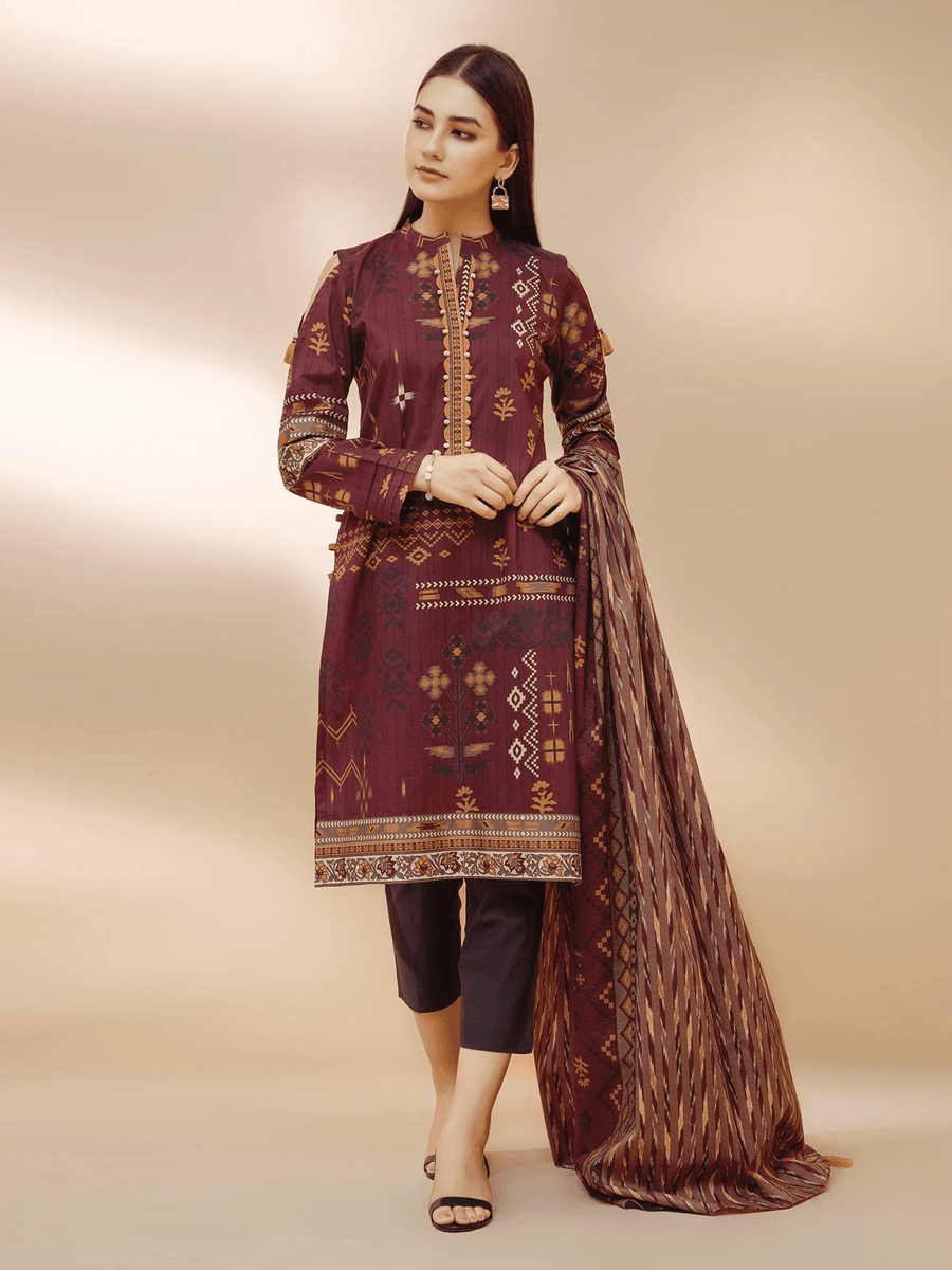 edenrobe Allure Cambric Unstitched Printed 3pc Suit EWU21A7-21202 - FaisalFabrics.pk