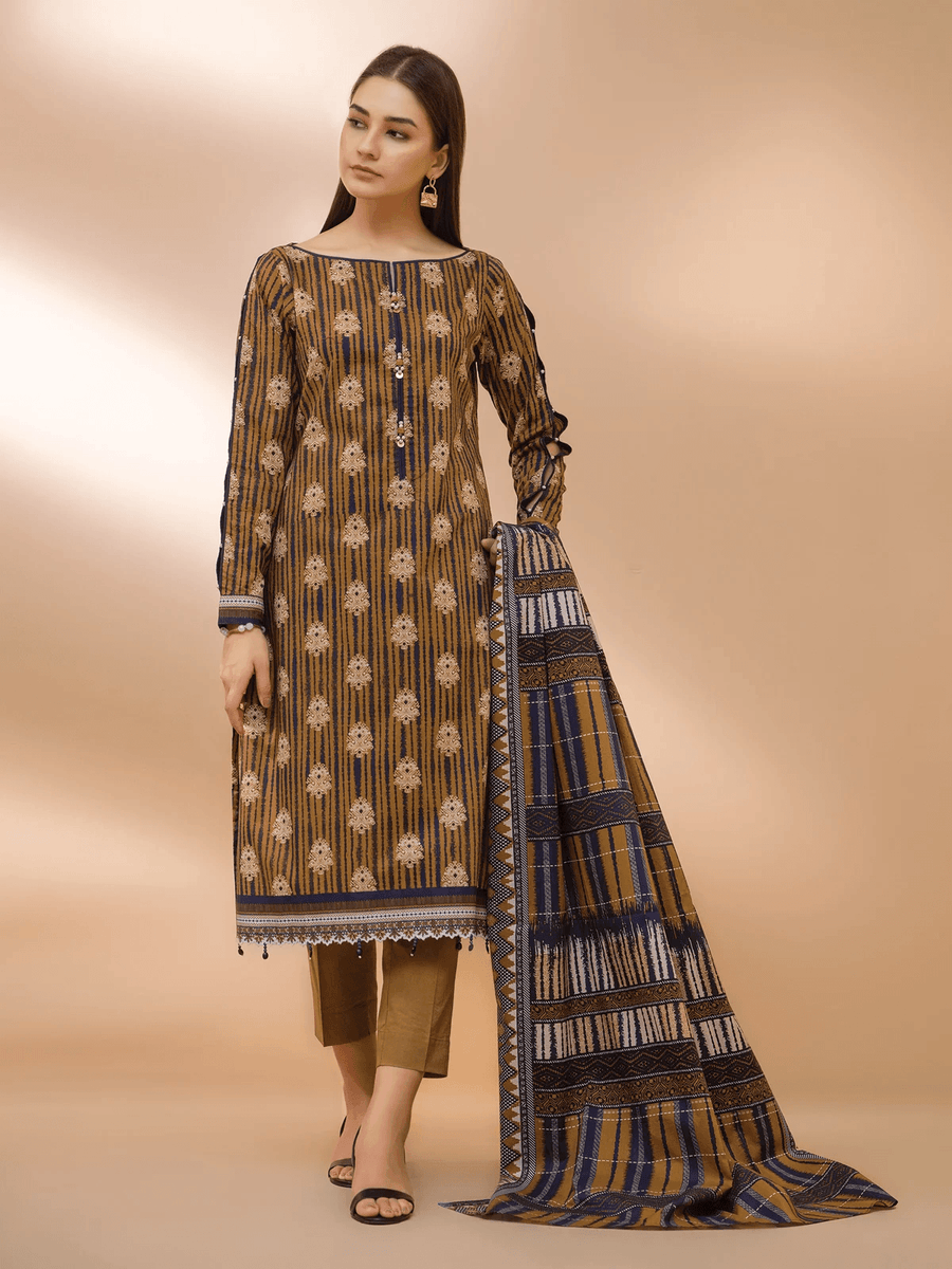 edenrobe Allure Cambric Unstitched Printed 3pc Suit EWU21A7-21204 - FaisalFabrics.pk