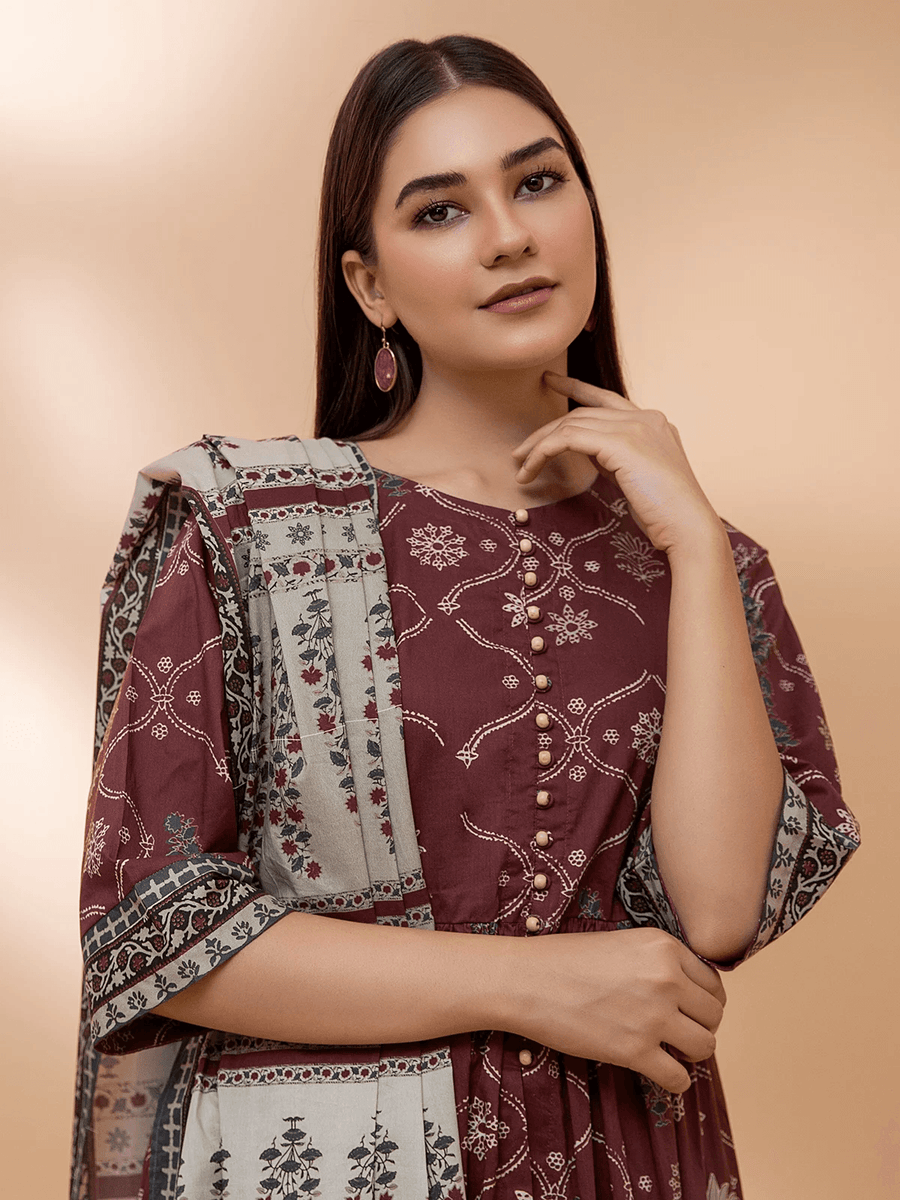 edenrobe Allure Cambric Unstitched Printed 3pc Suit EWU21A7-21205 - FaisalFabrics.pk
