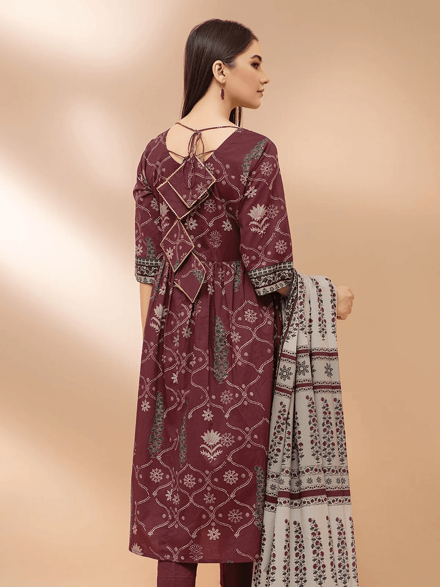 edenrobe Allure Cambric Unstitched Printed 3pc Suit EWU21A7-21205 - FaisalFabrics.pk