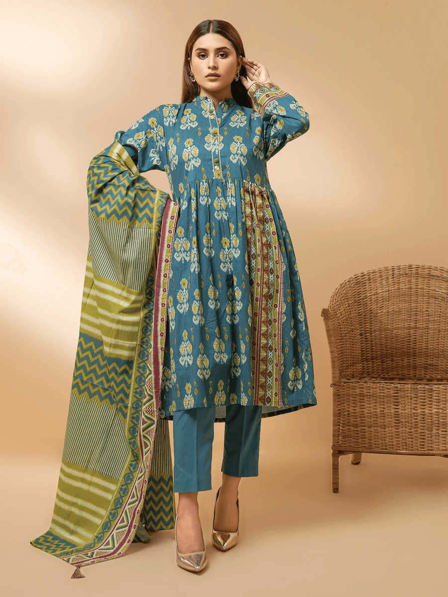edenrobe Allure Cambric Unstitched 3Pc Printed Suit EWU21A7-21215 - FaisalFabrics.pk