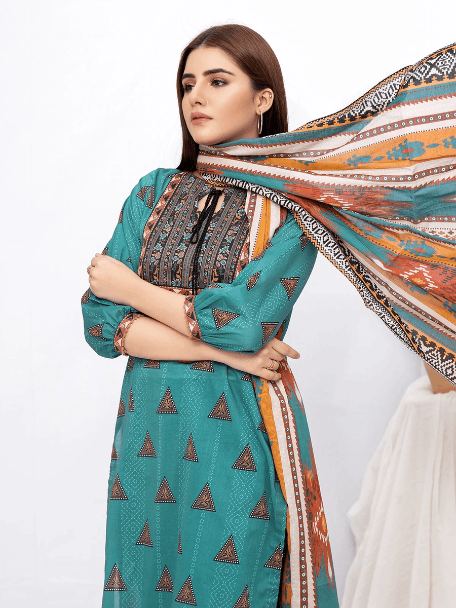 edenrobe Allure Cambric Unstitched Printed 3pc Suit EWU21A7-21228 - FaisalFabrics.pk