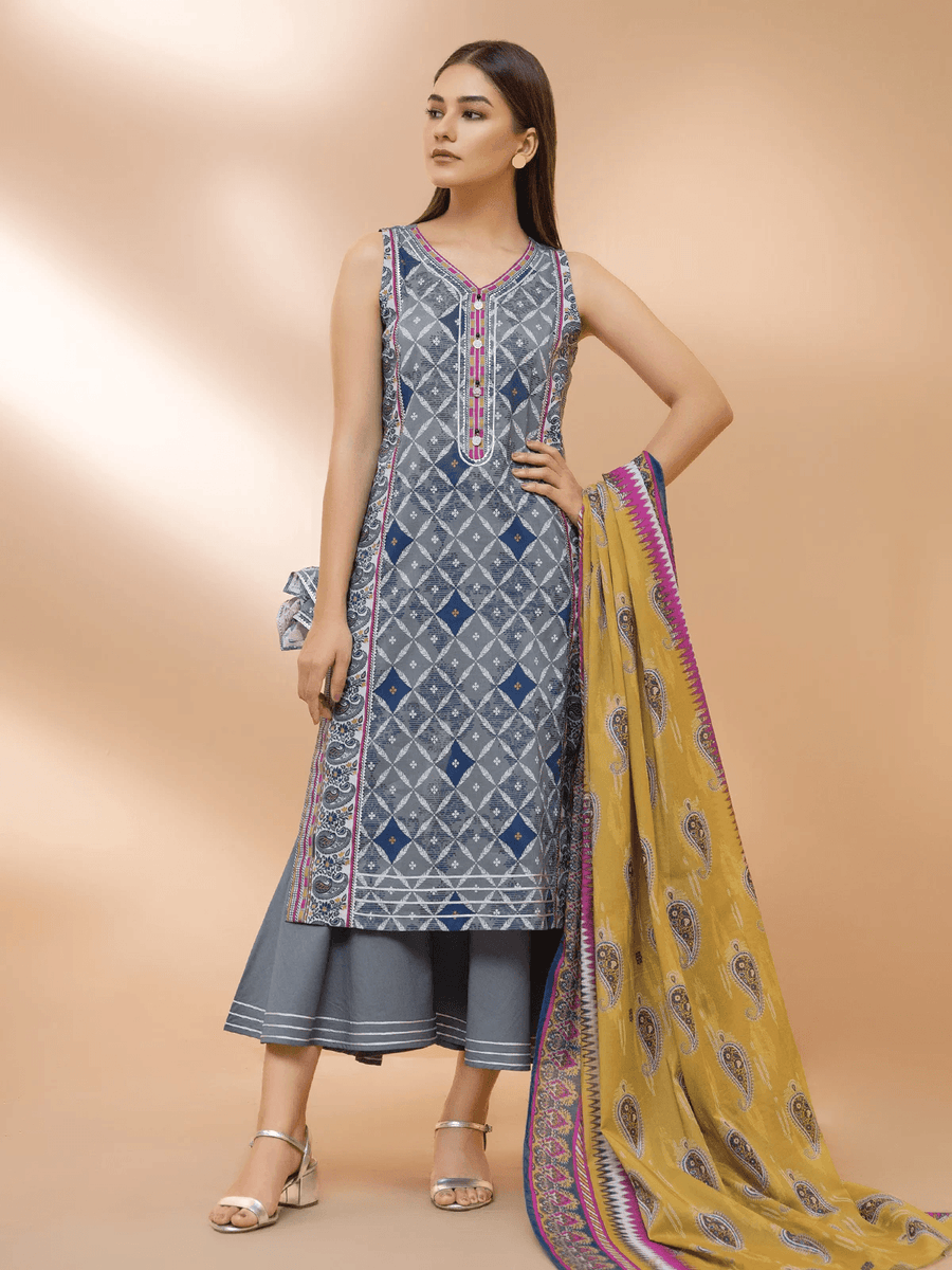 edenrobe Allure Cambric Unstitched Printed 3pc Suit EWU21A7-21236 - FaisalFabrics.pk