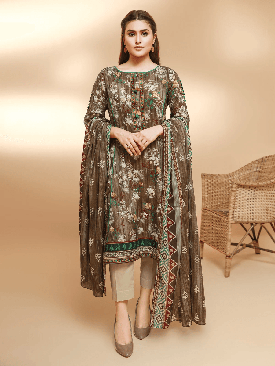 edenrobe Allure Cambric Unstitched Printed 3pc Suit EWU21A7-21237 - FaisalFabrics.pk