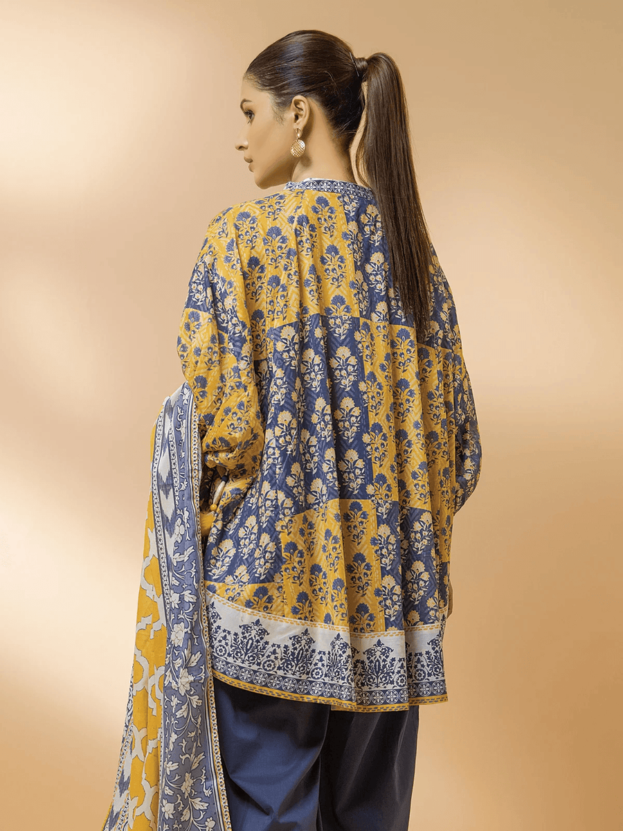 edenrobe Allure Cambric Unstitched Printed 3pc Suit EWU21A7-21244 - FaisalFabrics.pk