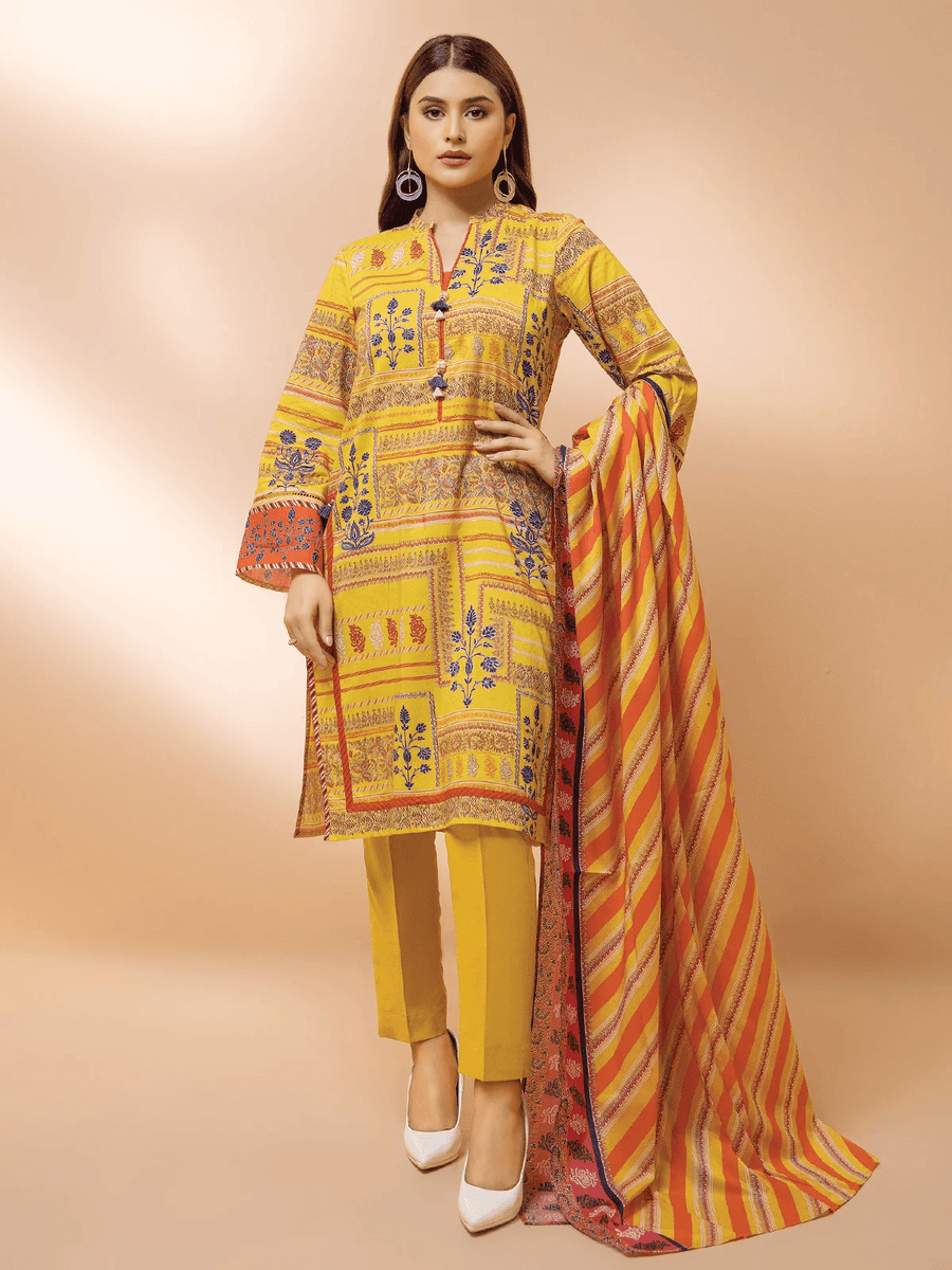 edenrobe Allure Cambric Unstitched Printed 3pc Suit EWU21A7-21245 - FaisalFabrics.pk