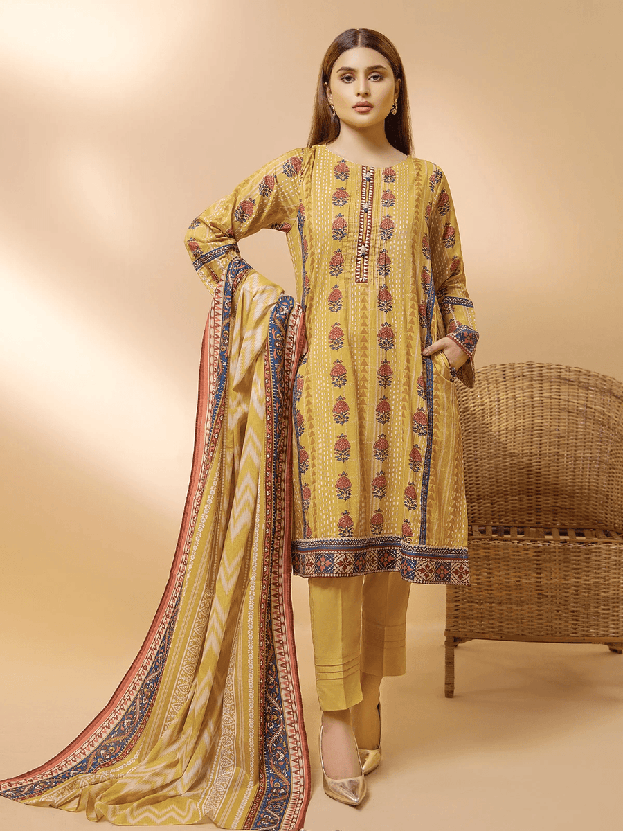 edenrobe Allure Cambric Unstitched Printed 3pc Suit EWU21A7-21250 - FaisalFabrics.pk