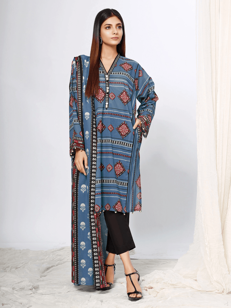 edenrobe Allure Cambric Unstitched 2Pc Printed Suit EWU21A7-21257 - FaisalFabrics.pk